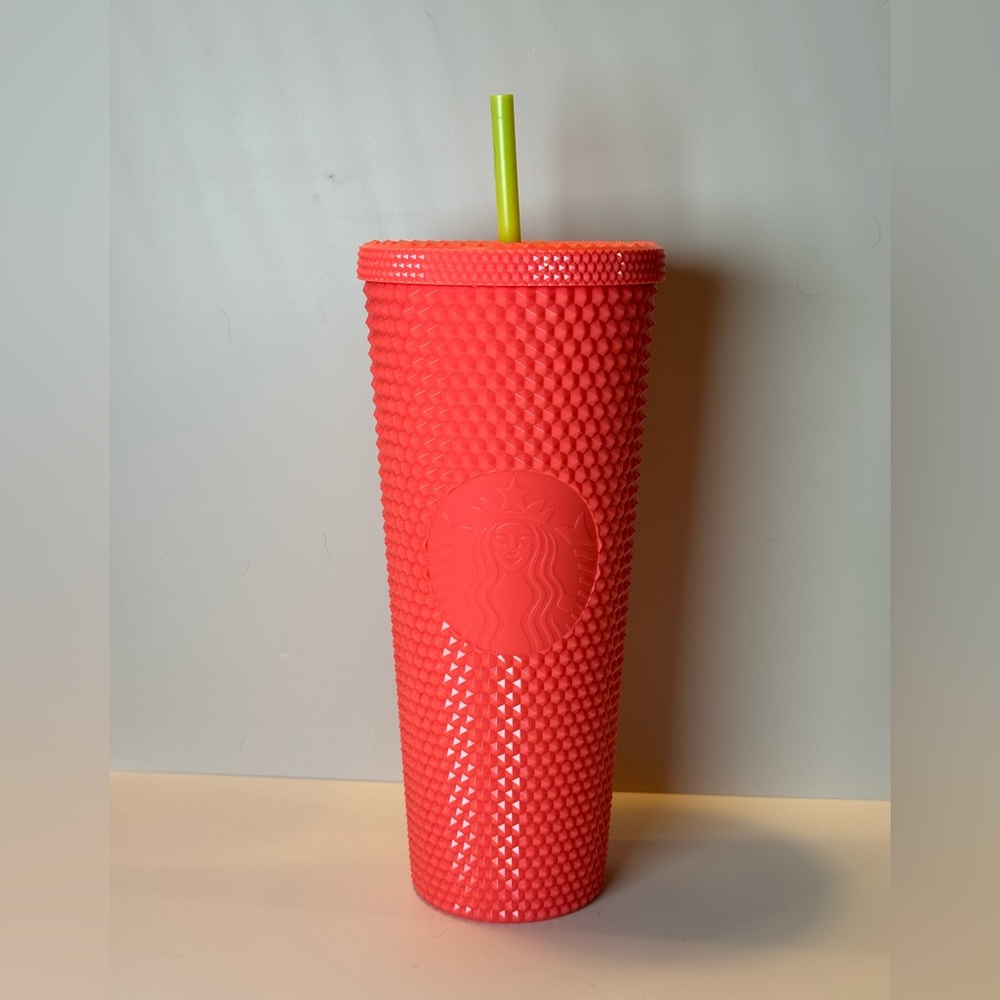Starbucks Coral and Neon Yellow Studded Tumbler